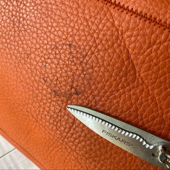 Vintage Miu Miu Y2K  Orange Pebbled Leather Handbag with Brass Studs - Picture 11 of 13